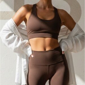 Racerback Sports Bra 437 Chocolate Brown Recycled Nylon Small